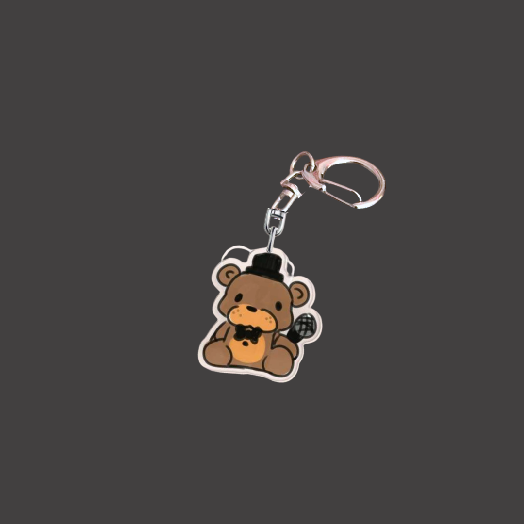 Five Nights at Freddy's Top Hat Brown Bear Animatronic Acrylic Keychain Spooky Singing Mascot Indie Horror Game Inspired Carm