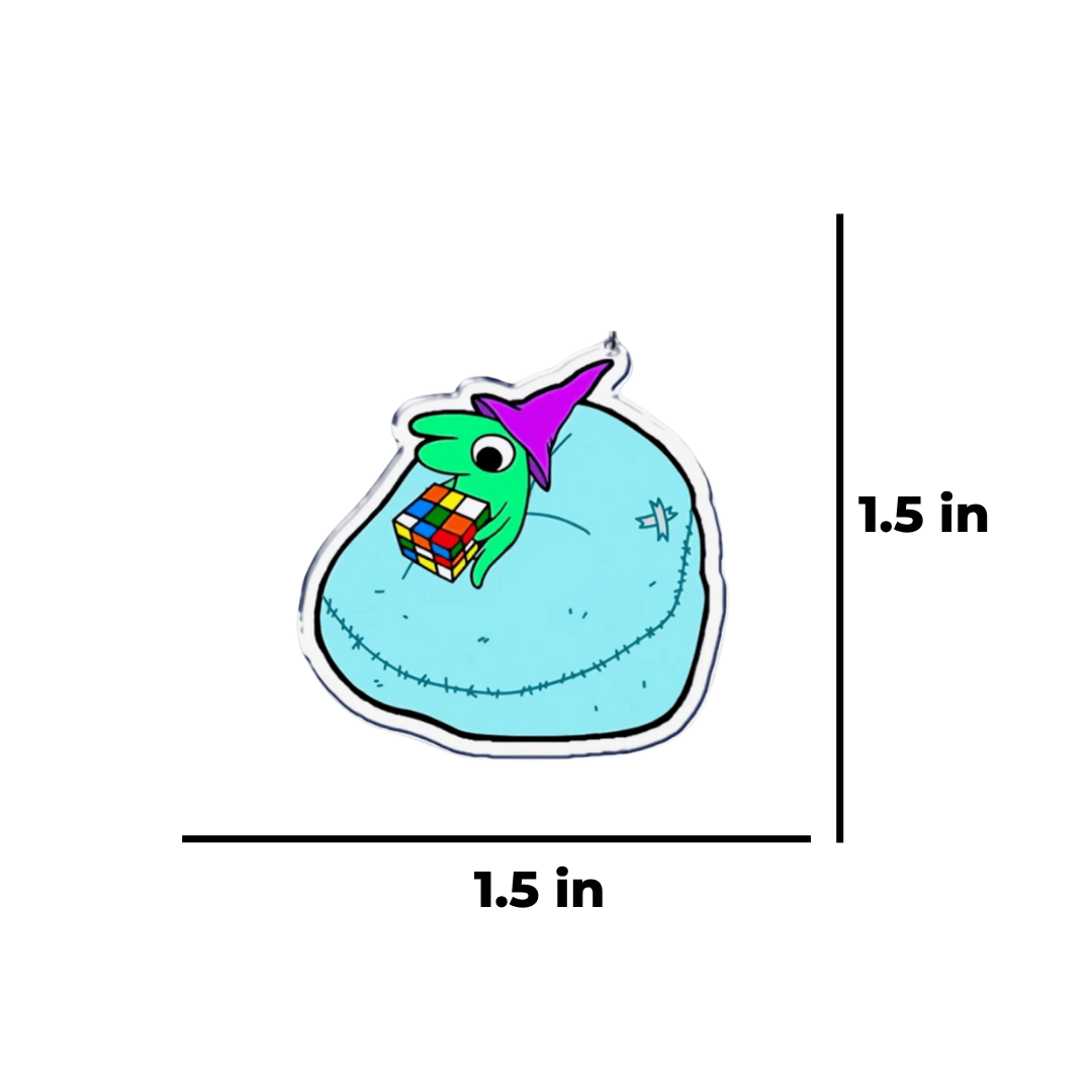Ratbone Skinny Grumpy Green Adult Animation Fans Anime Blue Bean Bag & Rubix Cube Weird Aesthetic Cute Cartoon Character Acrylic Keychain or Bag Charm Anime Keychain