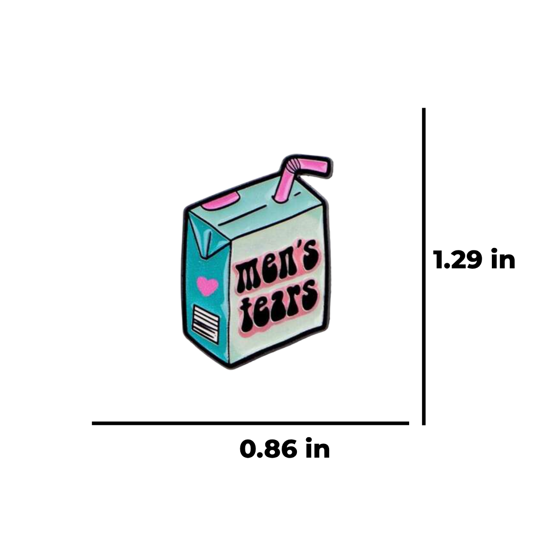 "Men's Tears" Witty and Ironic Feminism Juice Box with a Funny and Sarcastic "Man-Eater" Millennial & Gen Z Humor Enamel Pin or Brooch
