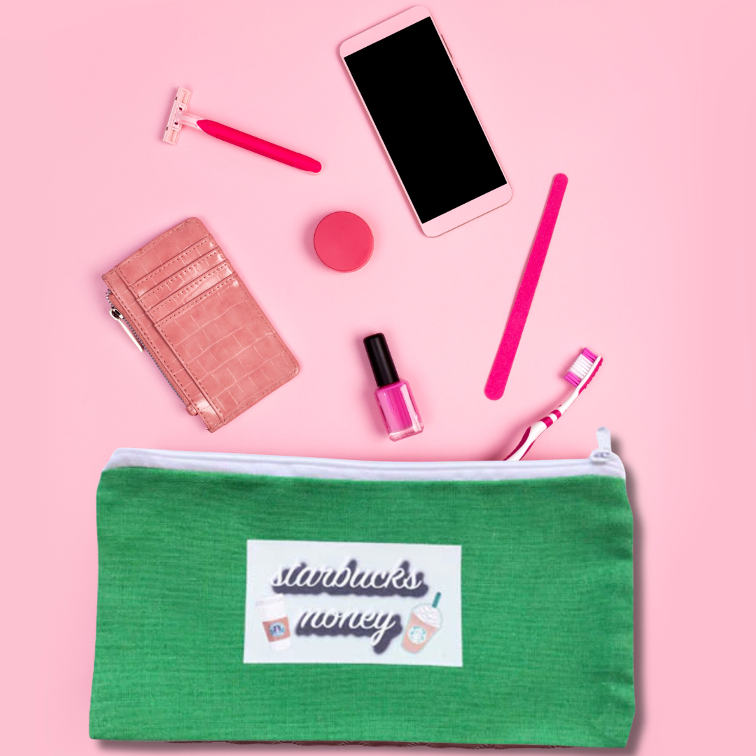 starbucks money wallet and make up bag