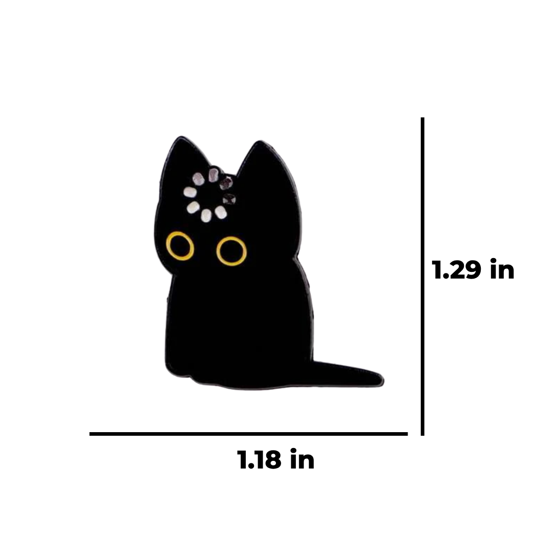 Black Cat Funny No Thoughts Head Empty and "Void" Kitty Meme Enamel Pin - Sarcastic Humor Gift for Cat Lovers