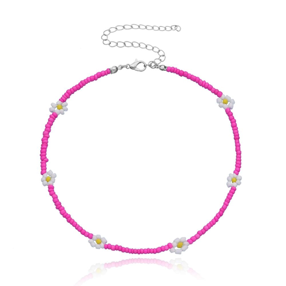 90s Beaded Flower Necklace