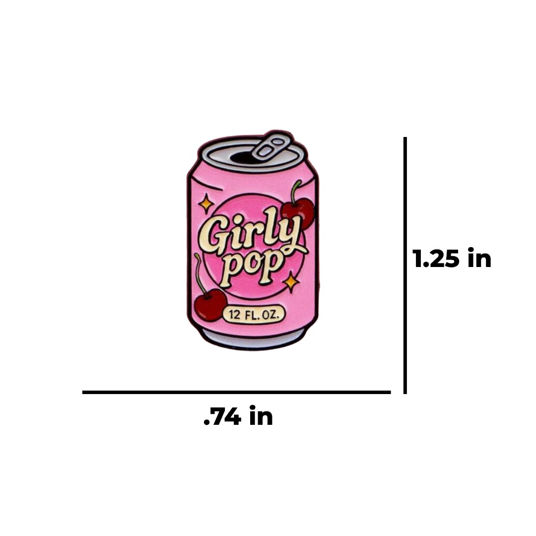 Girly Pop Pink Fizzy Cherry Soda Drink that is Cute for a Y2K Nostalgia, Kawaii, and Coquette Aesthetic Lapel Badge and Enamel Pin