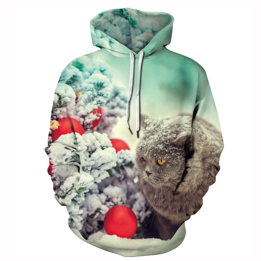 Christmas Pudding Cat Hoodie