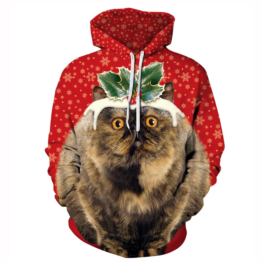 Christmas Pudding Cat Hoodie