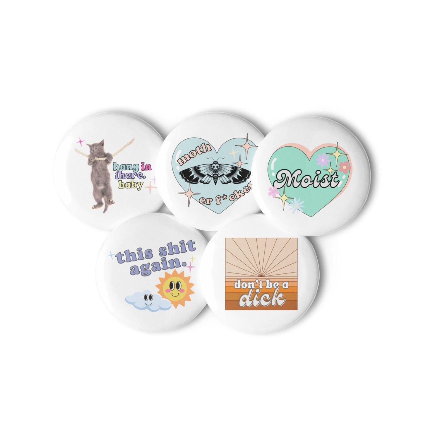 Set of fresh and funny pin buttons
