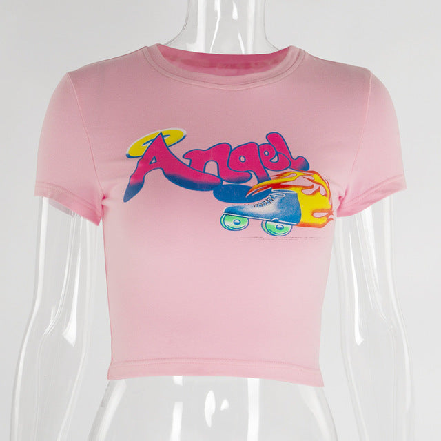 Y2K Angel Crop Tee