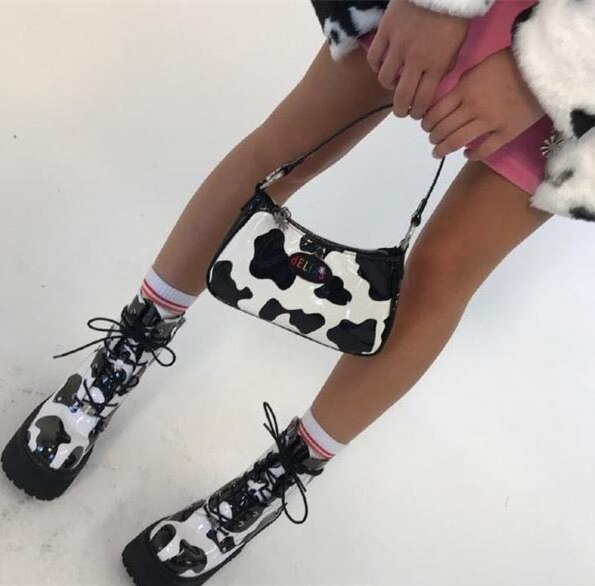 Vintage Delia's Cow Print Bag