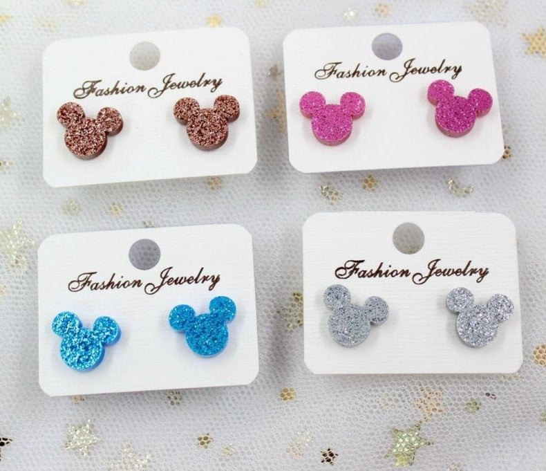 Mini Glitter Acrylic Mouse Stud Earrings