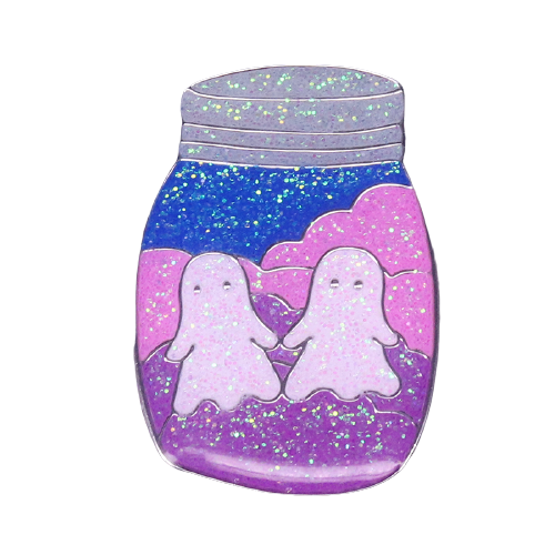 Ghosts Glitter & Glow in Dark Enamel Pin