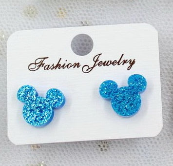Mini Glitter Acrylic Mouse Stud Earrings