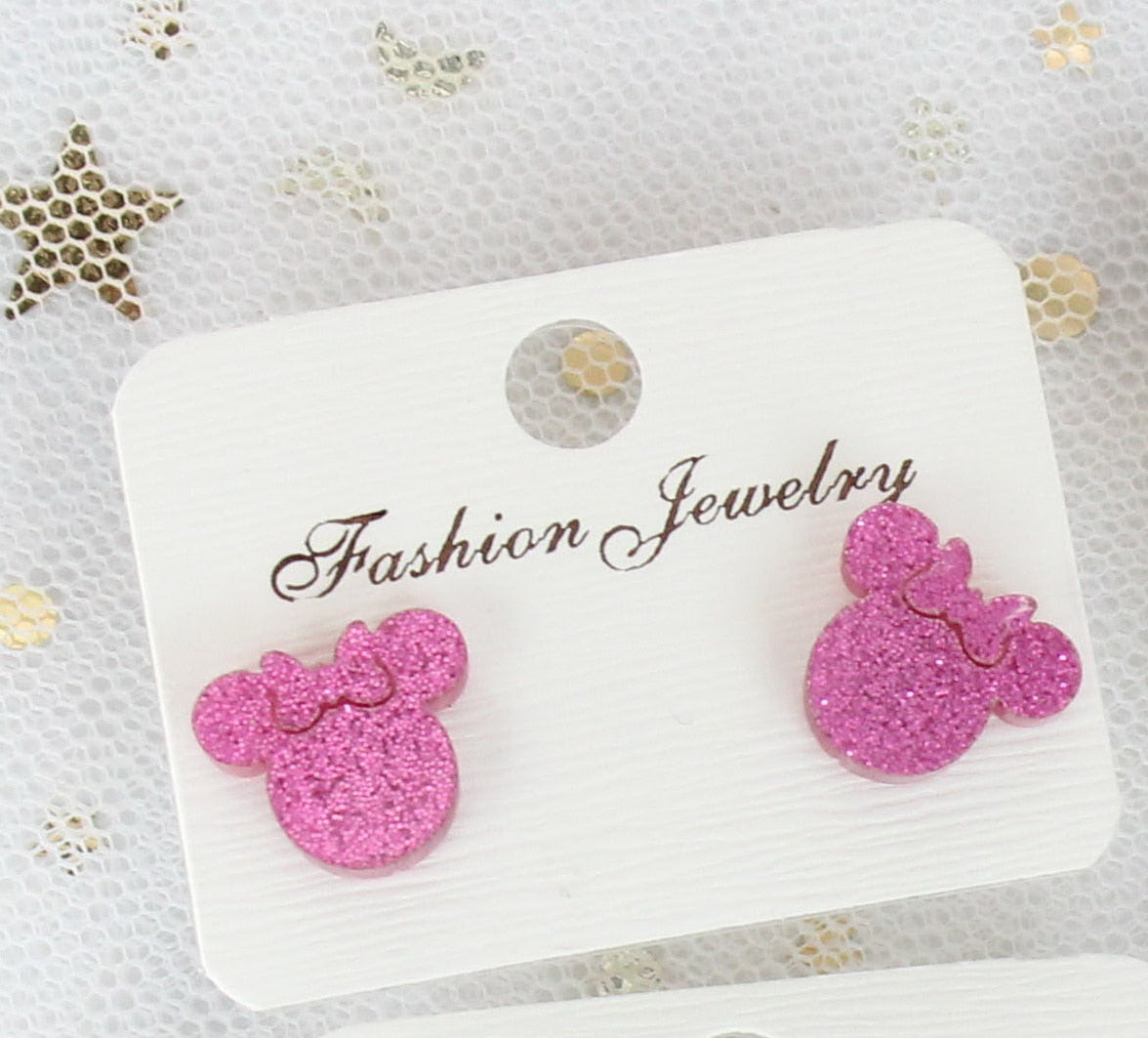 Mini Glitter Acrylic Mouse Stud Earrings