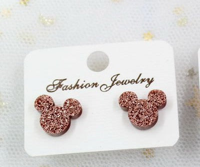 Mini Glitter Acrylic Mouse Stud Earrings