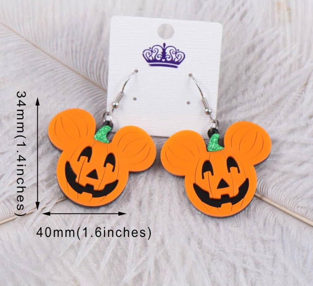 Halloween Pumpkin Mouse Dangle Earrings