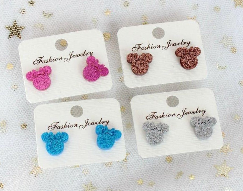 Mini Glitter Acrylic Mouse Stud Earrings