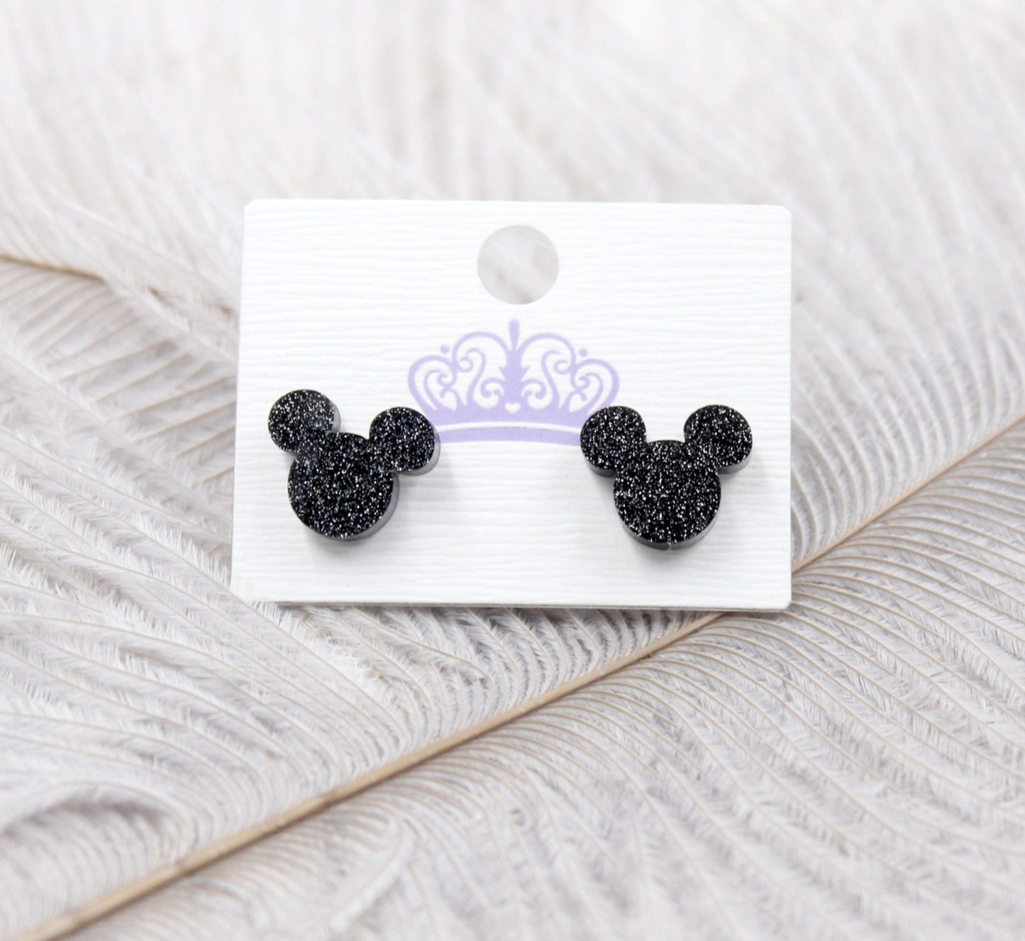 Mini Glitter Acrylic Mouse Stud Earrings