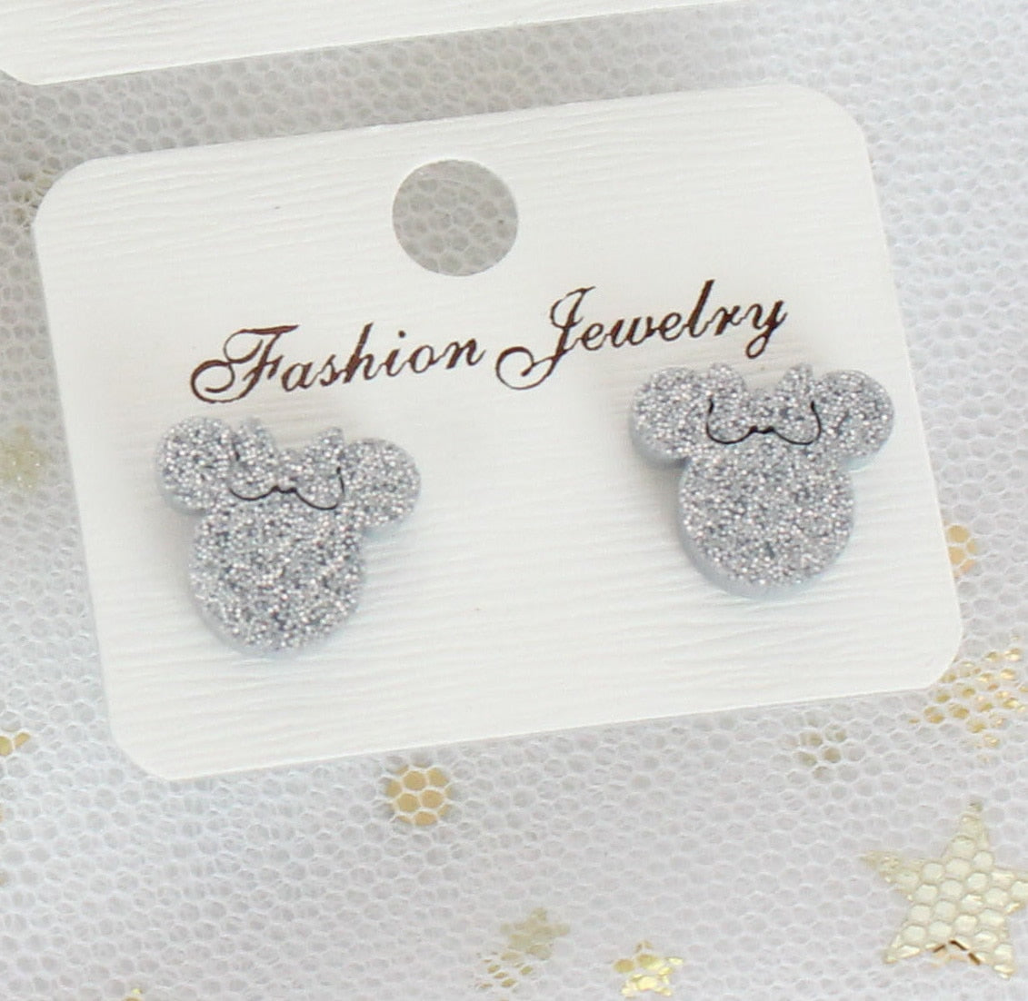 Mini Glitter Acrylic Mouse Stud Earrings