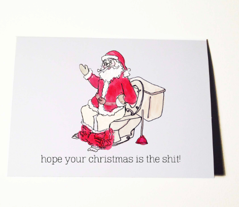 Toilet Santa Holiday Card