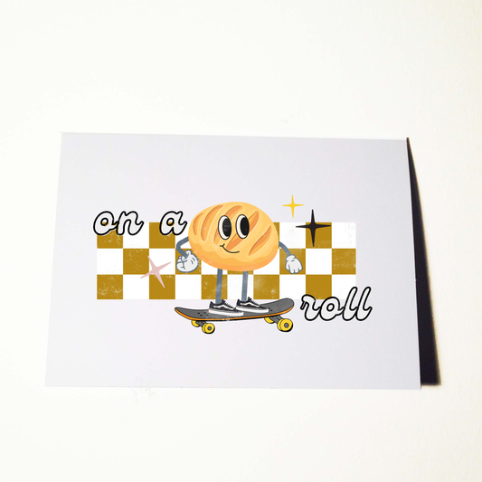 On A Roll Skateboarding Card