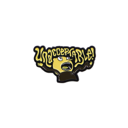 Unacceptable! Sour, Funny, and Grumpy Lemon Character Animation or Cartoon Badge and Lapel Enamel Pin