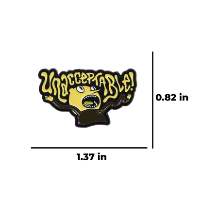 Unacceptable! Sour, Funny, and Grumpy Lemon Character Animation or Cartoon Badge and Lapel Enamel Pin