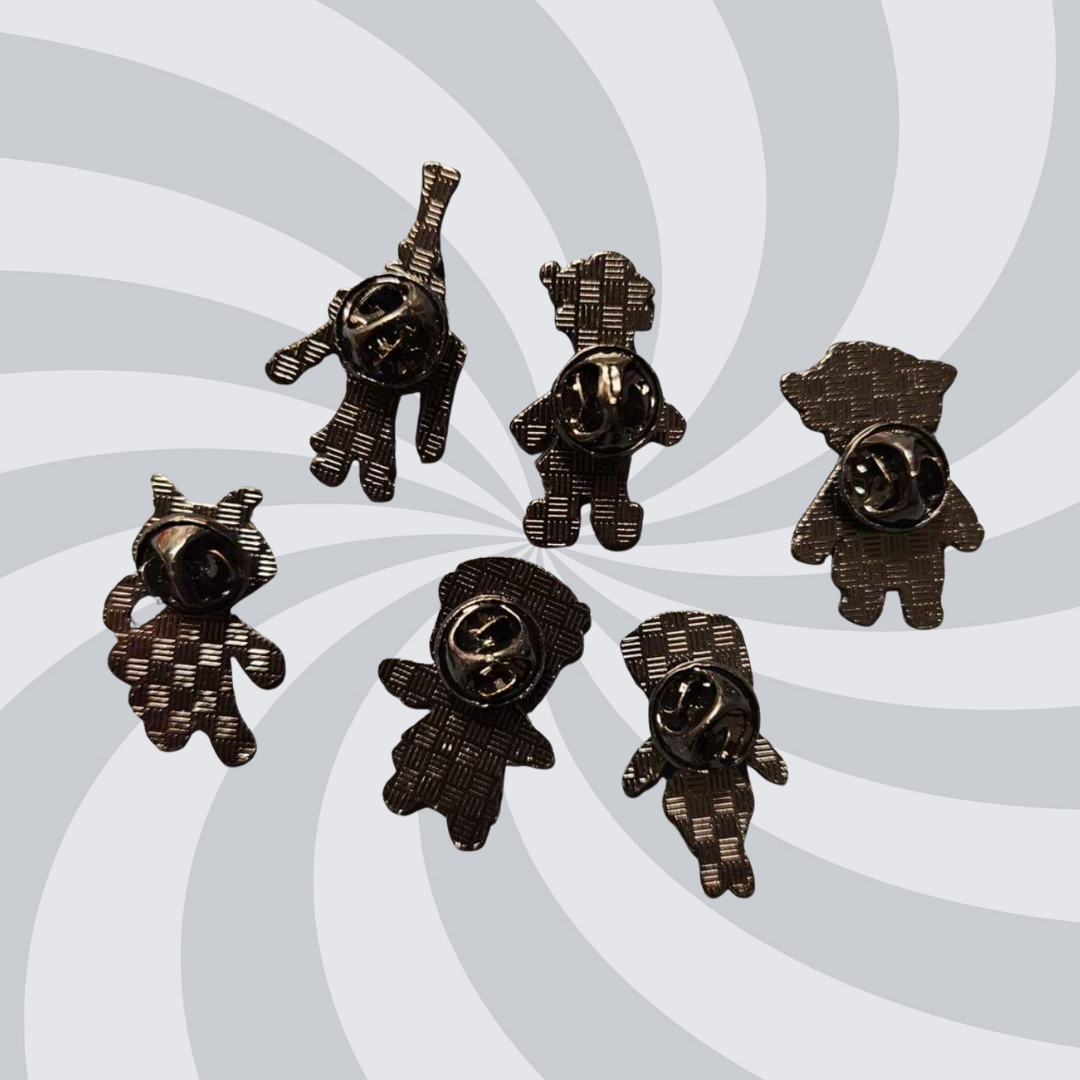 Set of 6 Enamel Pins Inspired by Blue-Haired Button-Eyed Doll with a Spooky Movie Theme Character Collector Collection Lapel Enamel Pin and Badges Fans of Horror & Dark Fantasy