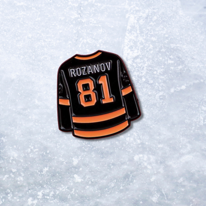 Heated Rivalry Bookish Ilya Rozanov #81 Classic Boston Raiders Black & Gold M/M Hockey Romance Readers & BookTok Fans Romance Jersey Enamel Lapel Badge Pin'