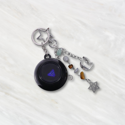Fortune Telling Crystal Ball Keyring or Keychain with a Celestial, Cosmic, and Mystical, Whimsical and Witchy Moon & Star Novelty Bag Charm