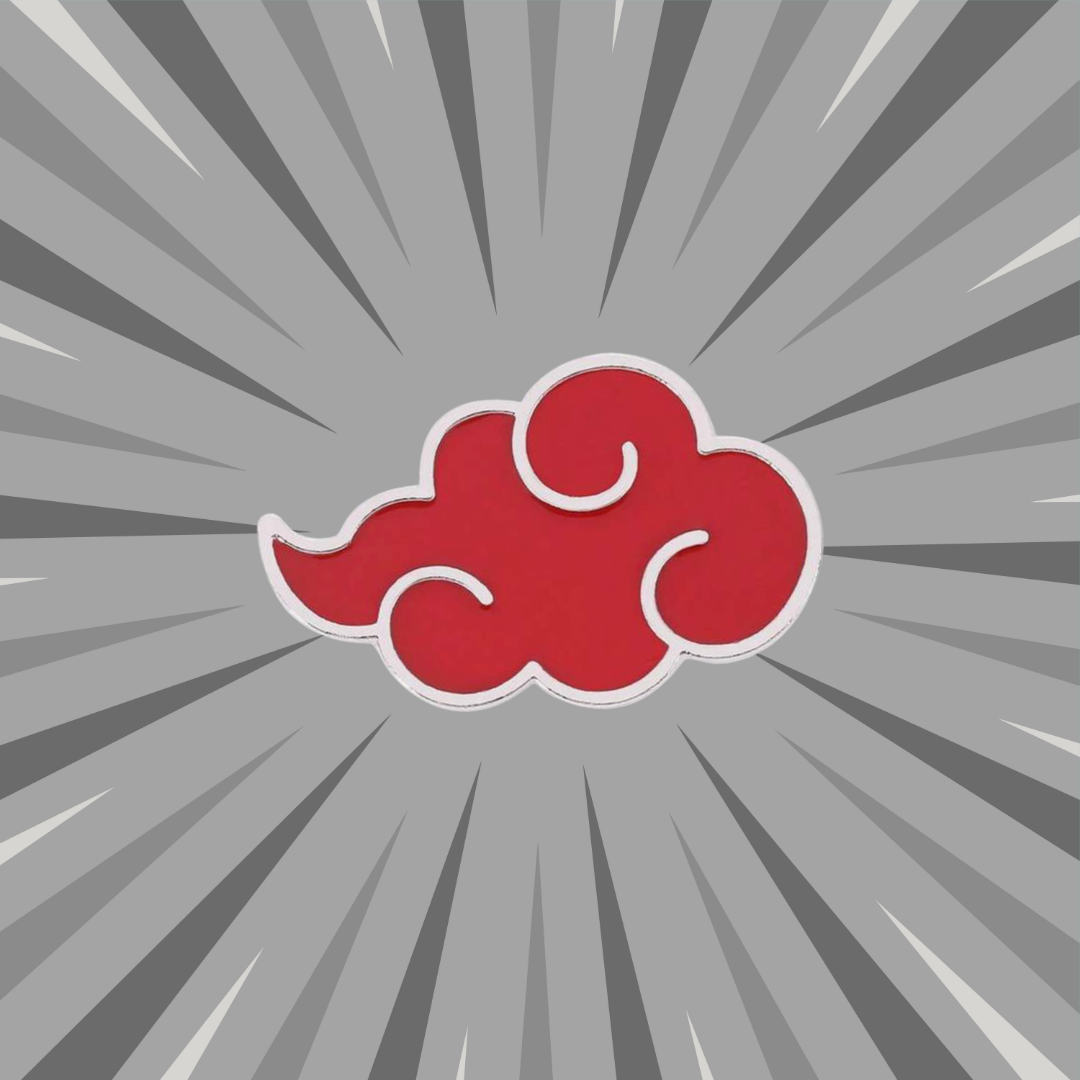 Iconic Crimson Cloud Ninja Aesthetic Brooch and an Trendy Anime Otaku style Enamel Pin for a Fashion Accessory and Cosplay Gift & Merch