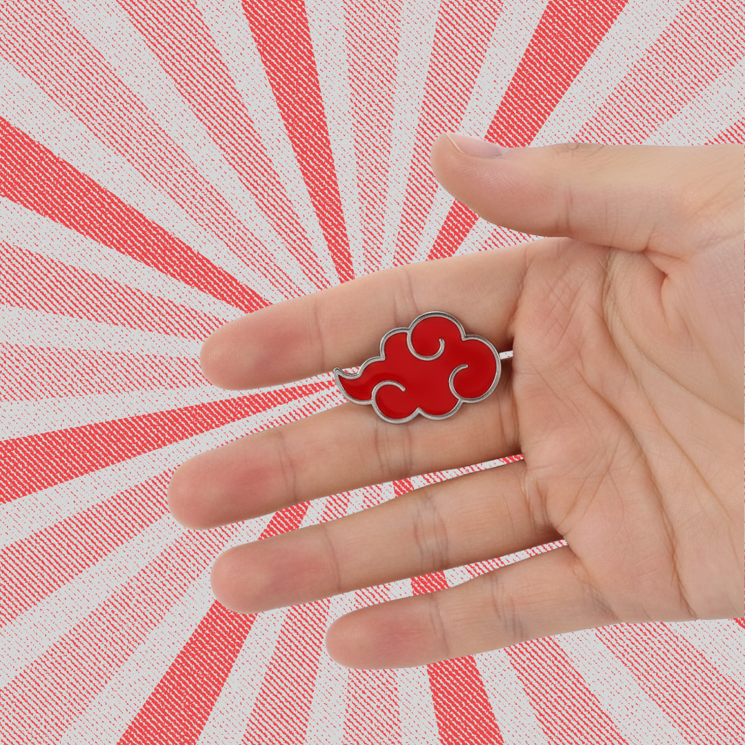Iconic Crimson Cloud Ninja Aesthetic Brooch and an Trendy Anime Otaku style Enamel Pin for a Fashion Accessory and Cosplay Gift & Merch