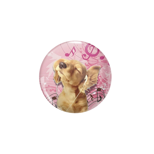 Y2K Dog Fun, Cute, and Kawaii Music Lovers Dog Safety Lapel Pin Button