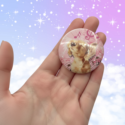 Y2K Dog Fun, Cute, and Kawaii Music Lovers Dog Safety Lapel Pin Button