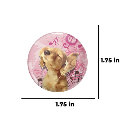 Y2K Dog Fun, Cute, and Kawaii Music Lovers Dog Safety Lapel Pin Button