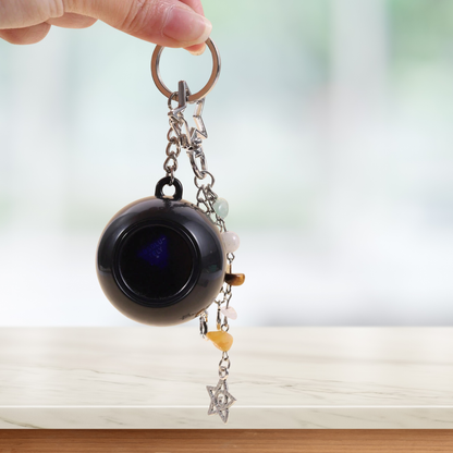Fortune Telling Crystal Ball Keyring or Keychain with a Celestial, Cosmic, and Mystical, Whimsical and Witchy Moon & Star Novelty Bag Charm