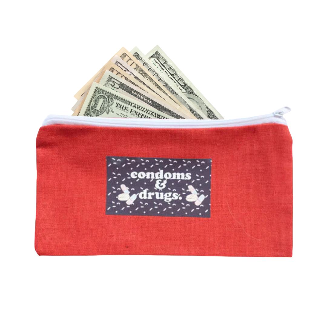 Condoms & Drugs Funny money wallet and make up bag