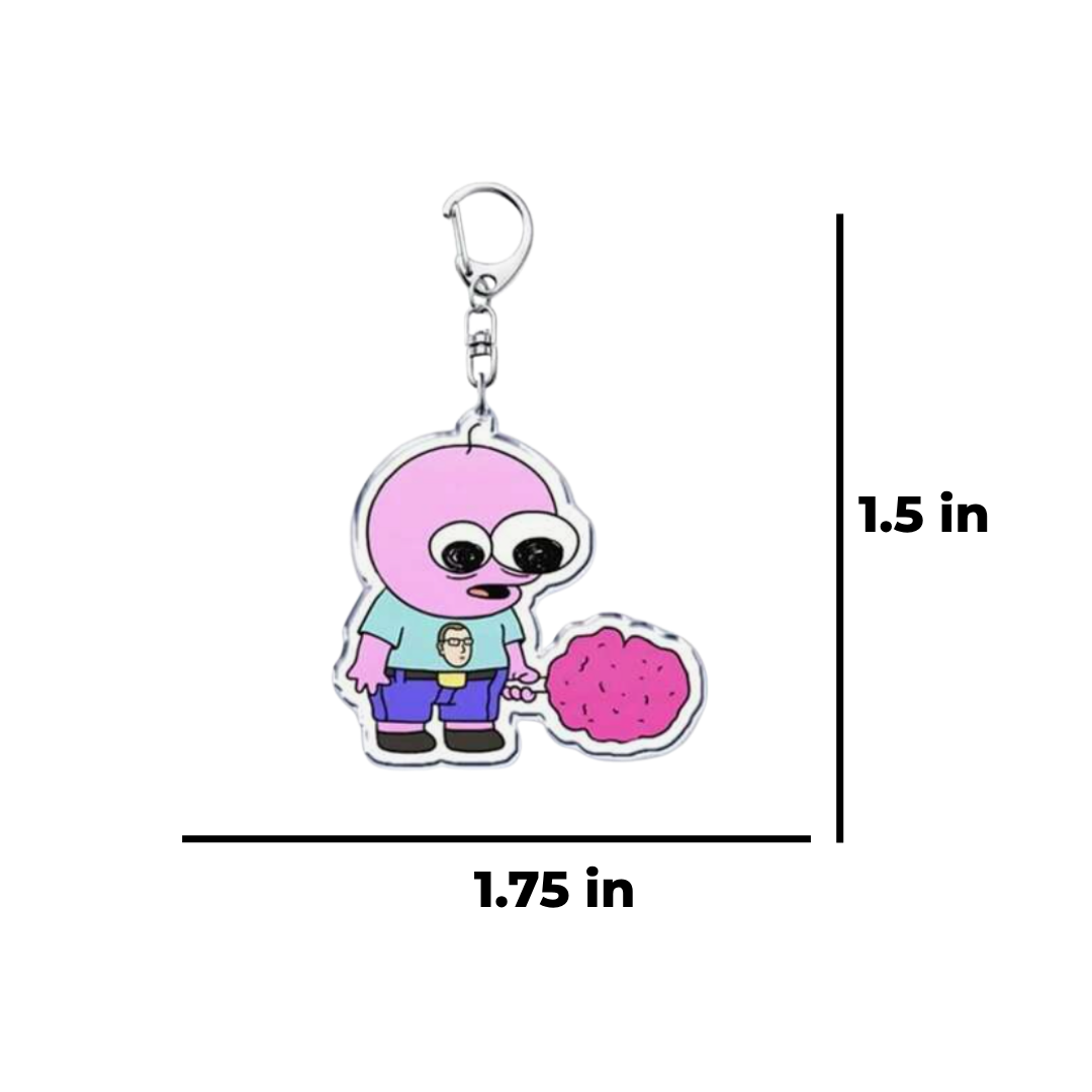 Pink Optimistic Creature Witty and Cute Surreal Fans Adult Animation & Collectors Cartoon Acrylic Keychain Bag Charm or Key Ring
