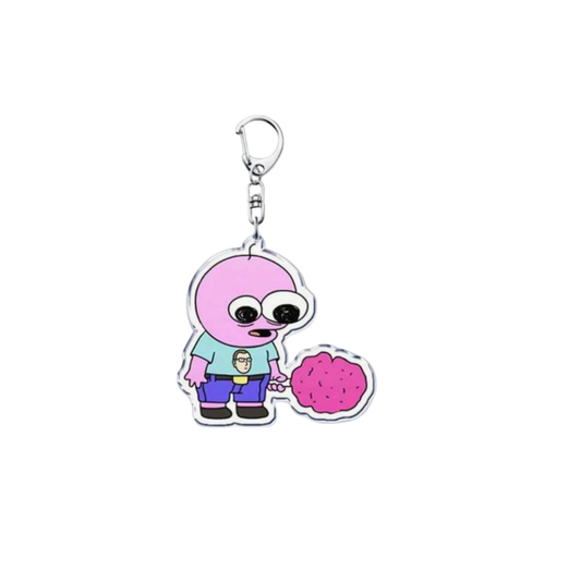 Pink Optimistic Creature Witty and Cute Surreal Fans Adult Animation & Collectors Cartoon Acrylic Keychain Bag Charm or Key Ring