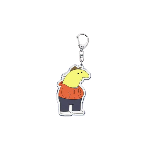 Tired Yellow Character Fans Funny Witty Adult Animation Tired & Relatable Cartoon Character Acrylic Keychain or Bag Charm and Key Ring