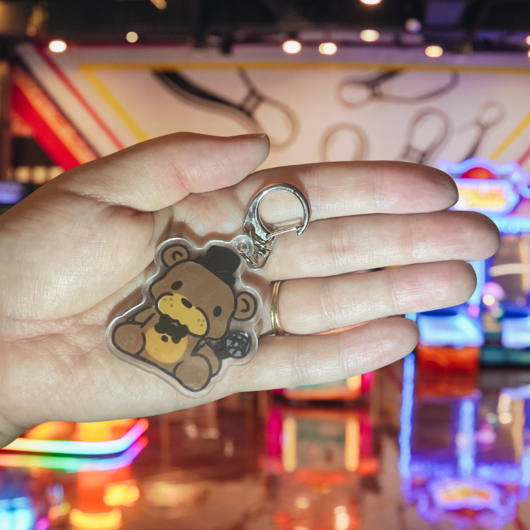 Five Nights at Freddy's Top Hat Brown Bear Animatronic Acrylic Keychain Spooky Singing Mascot Indie Horror Game Inspired Carm