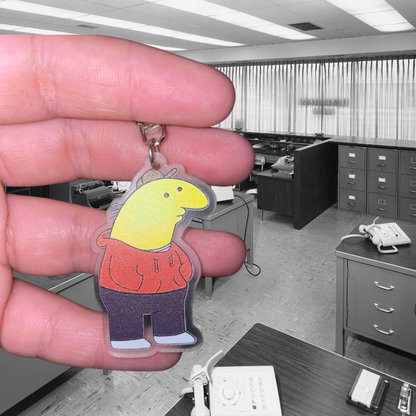 Tired Yellow Character Fans Funny Witty Adult Animation Tired & Relatable Cartoon Character Acrylic Keychain or Bag Charm and Key Ring