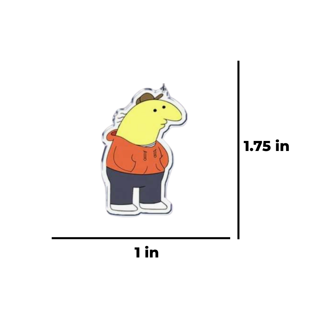 Tired Yellow Character Fans Funny Witty Adult Animation Tired & Relatable Cartoon Character Acrylic Keychain or Bag Charm and Key Ring