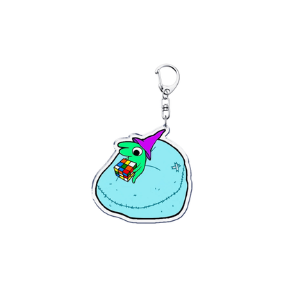 Ratbone Skinny Grumpy Green Adult Animation Fans Anime Blue Bean Bag & Rubix Cube Weird Aesthetic Cute Cartoon Character Acrylic Keychain or Bag Charm Anime Keychain