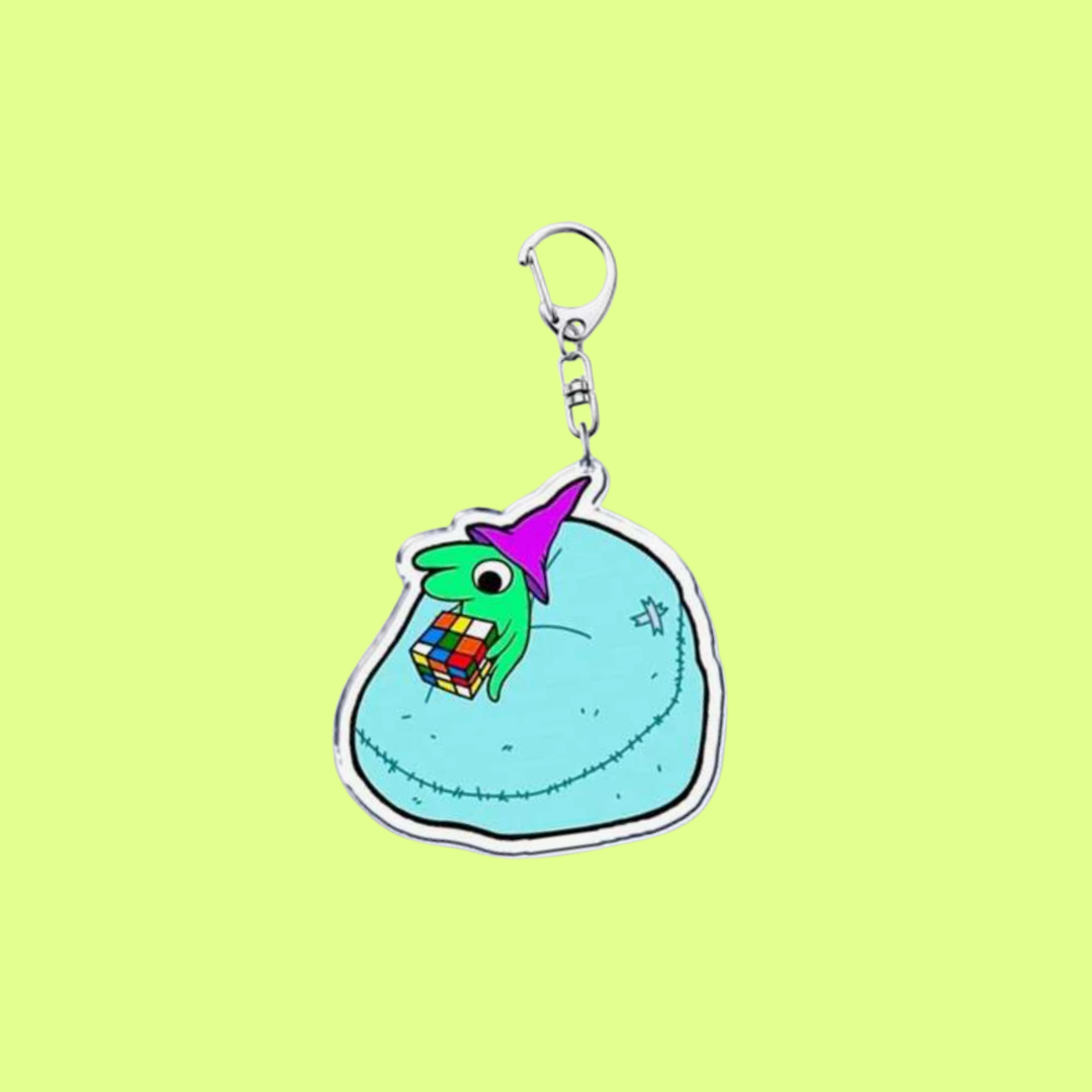 Ratbone Skinny Grumpy Green Adult Animation Fans Anime Blue Bean Bag & Rubix Cube Weird Aesthetic Cute Cartoon Character Acrylic Keychain or Bag Charm Anime Keychain
