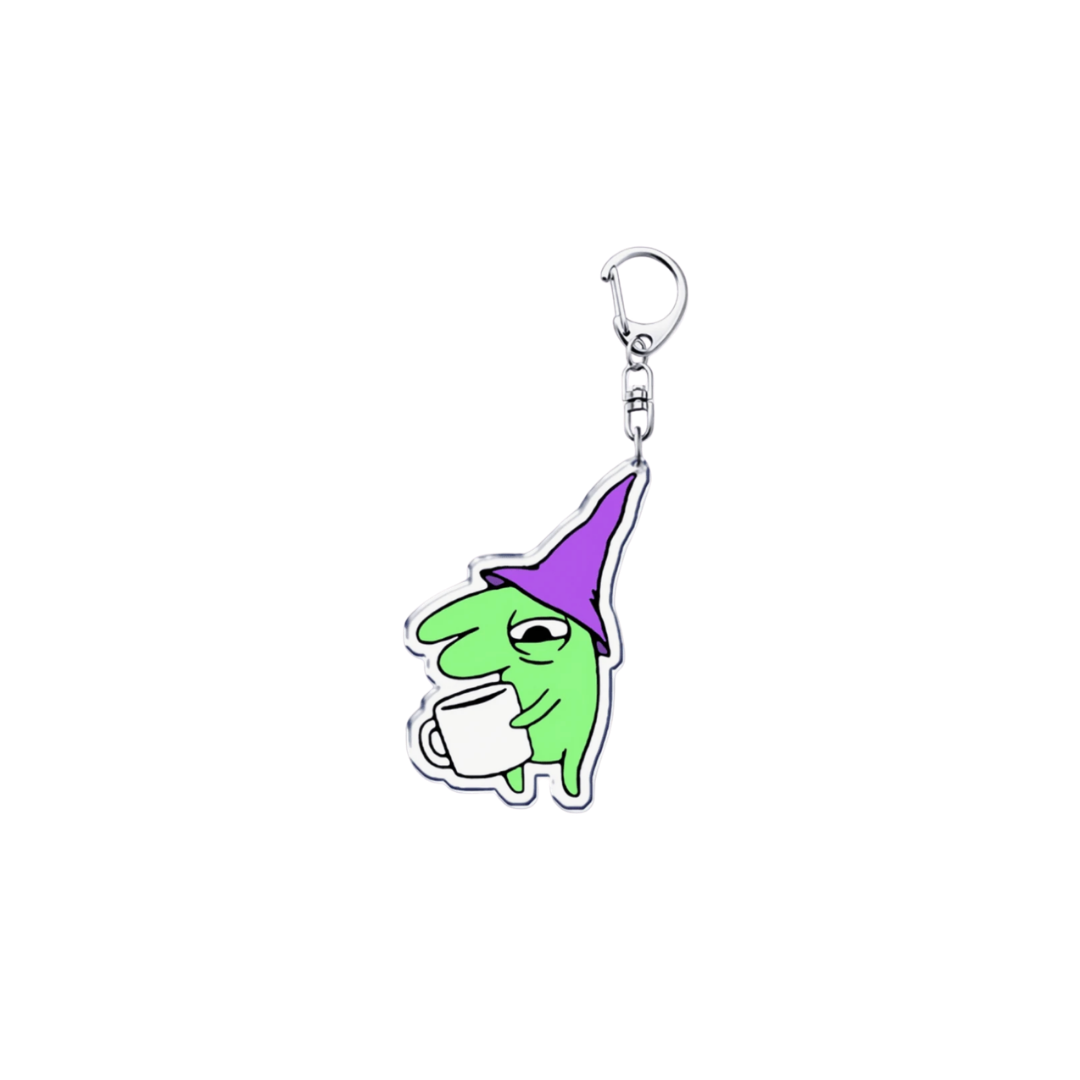 Grumpy Green Creature Enamel Pin Funny Hungover Adult Annimation Fan with a Weird and Cute Aesthetic Cartoon Acrylic Coffee Mug or Tea Cup Charm Keychain or Bag Accessory & Key Ring
