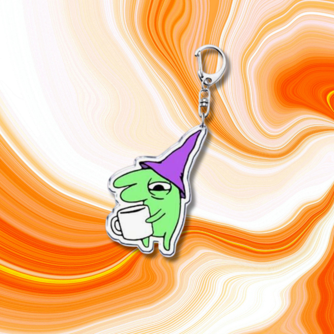 Grumpy Green Creature Enamel Pin Funny Hungover Adult Annimation Fan with a Weird and Cute Aesthetic Cartoon Acrylic Coffee Mug or Tea Cup Charm Keychain or Bag Accessory & Key Ring
