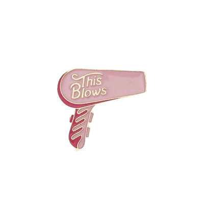 "This Blows" Retro Funny Hair Dryer for Sarcastic Salon Life or Beauty School for Barber and Hairstylist or Cosmetology Humor Enamel Pin Brooch Lapel
