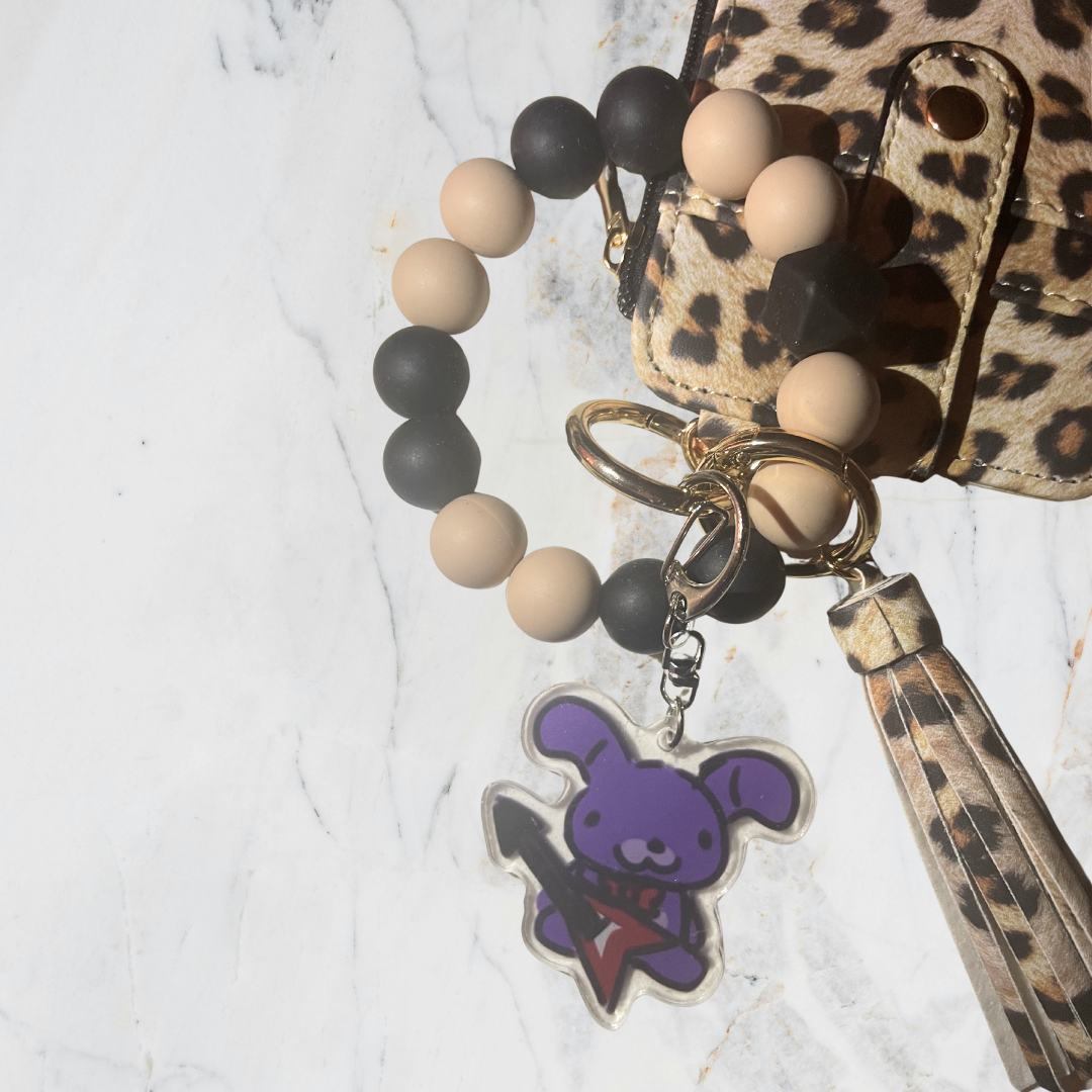 Five Nights at Freddy's Purple Guitarist Musician Bunny Animatronic Acrylic Keychain of Indie Horror Game Inspired Charm