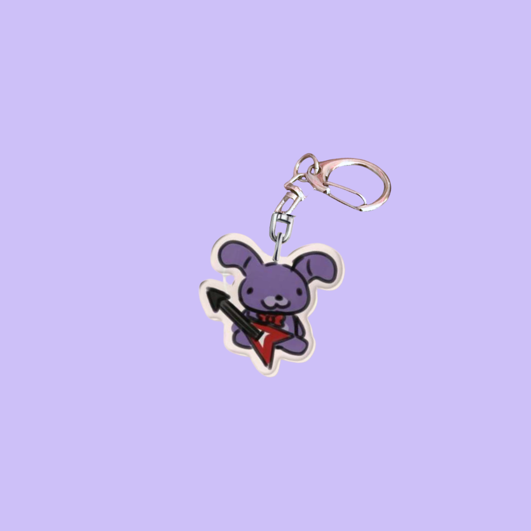 Five Nights at Freddy's Purple Guitarist Musician Bunny Animatronic Acrylic Keychain of Indie Horror Game Inspired Charm
