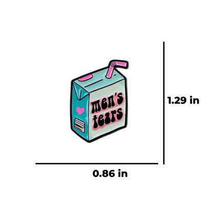 "Men's Tears" Witty and Ironic Feminism Juice Box with a Funny and Sarcastic "Man-Eater" Millennial & Gen Z Humor Enamel Pin or Brooch