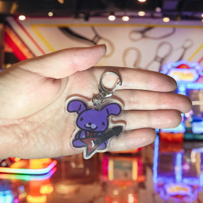 Five Nights at Freddy's Purple Guitarist Musician Bunny Animatronic Acrylic Keychain of Indie Horror Game Inspired Charm